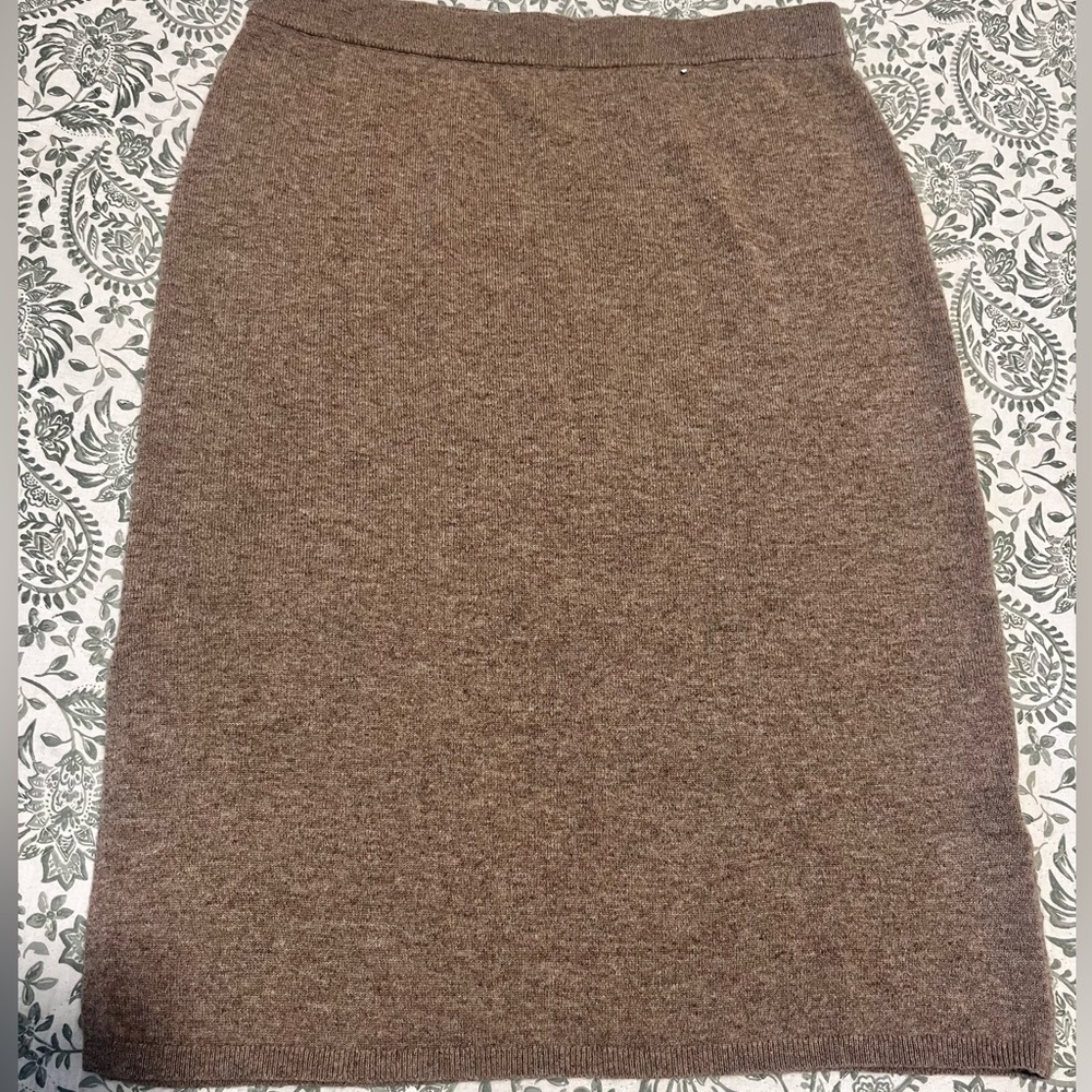 New Donna Karan Brown Pencil Skirt cashmere size L - Picture 14 of 15